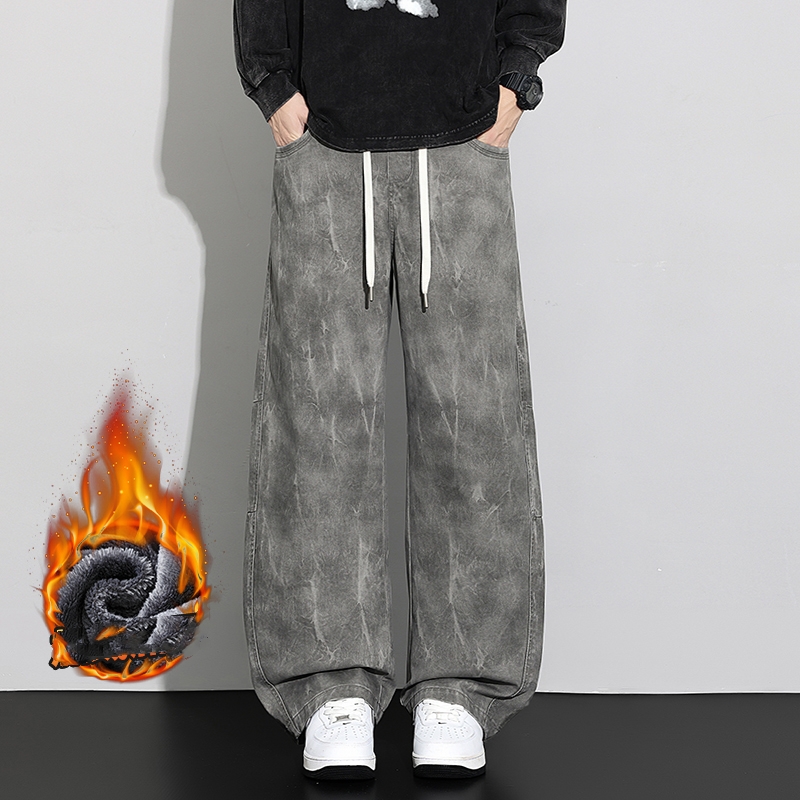 Streetwear Brand Vintage - กางเกงขายาวผ้าฝ้ายทรงหลวมสำหรับผู้ชาย ปี 2026 แบรนด์เสื้อผ้าแฟชั่น กางเกงลำลองทรงตรงผ้าฟลีซพิมพ์ลายสไตล์วินเทจ สตรีทแวร์
