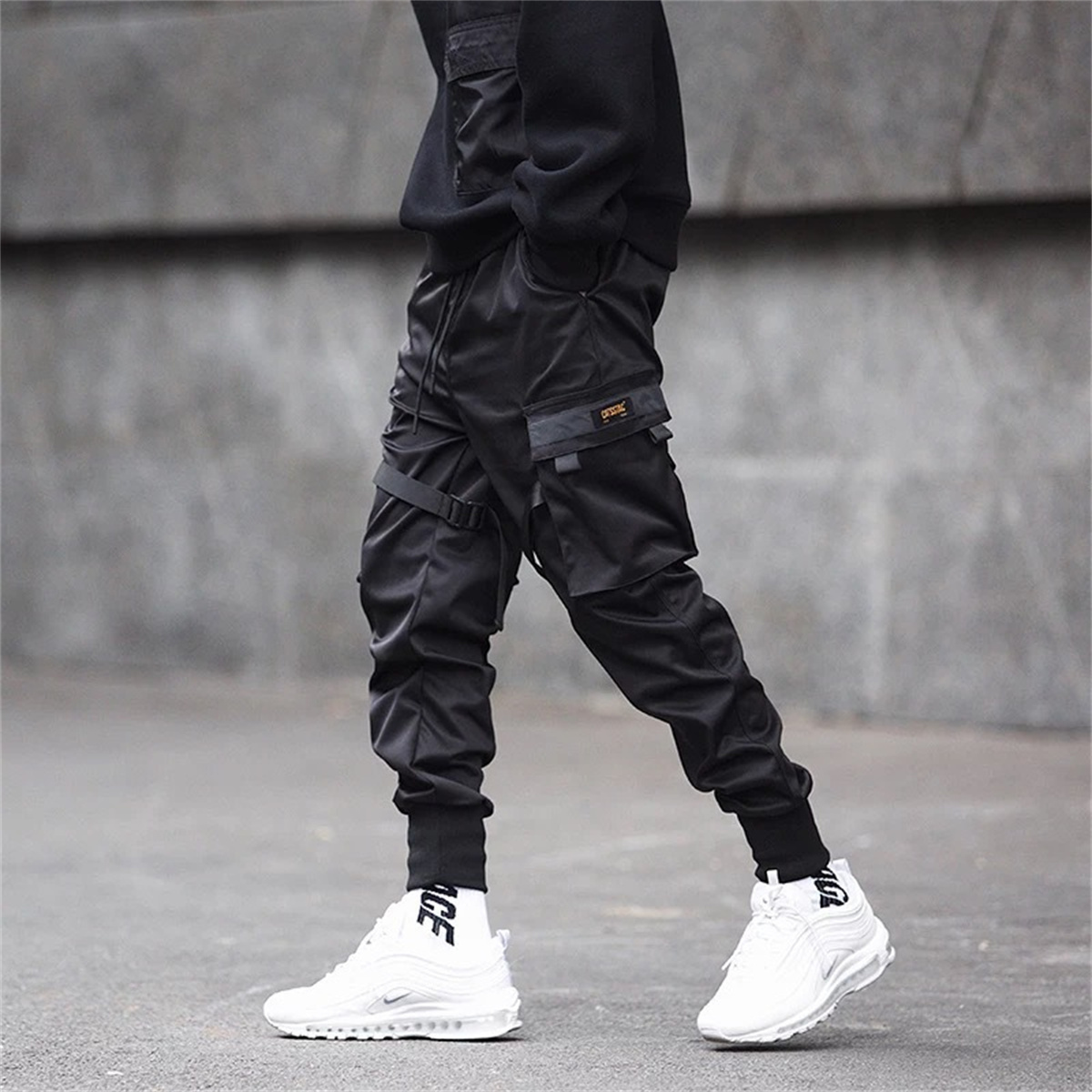 กางเกงคาร์โก้ฮิปฮอปสีดำสำหรับผ - Streetwear Brand Clothing บทวิจารณ์และราคา