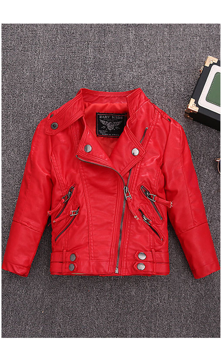 เสื้อแจ็คเก็ตหนัง PU สำหรับเด็ - Streetwear Brand Red Logo บทวิจารณ์และราคา